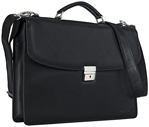 STILORD Mallette/Serviette/Sac à Bandoulière/DIN A4 / chic Porte-documents pour hommes et femmes/Université/École cuir noir