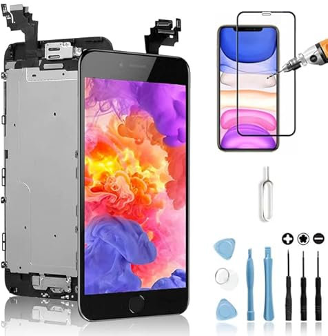 Mobilevie Ecran Replacement Complet Compatible avec iPhone 6 Plus Noir : Écran LCD Tactile de Haute Qualité Tout Assemblé sur châssis
