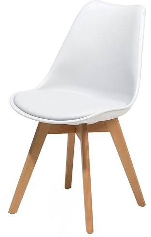 Beliani Weißer 2er Set Esszimmerstuhl aus Kunststoff Dakota II