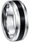 NUNCAD Herren Ring aus Wolframcarbid hochpoliert und Innen gebürstet Finish schwaze Streifen 8mm Silber Verlobungsring Hochzeitsring Größe 57.0 (18.1)
