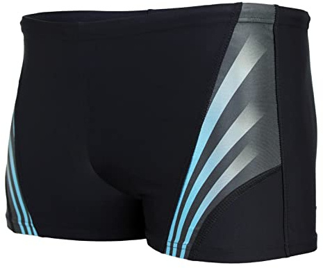 Aquarti Herren Kurze Badehose mit Streifen, Farbe: Schwarz/Blau, Größe: XXL