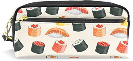 Eslifey Köstliche Sushi tragbare Tasche PU Leder Schulstifteetui, Stifteetui, Stifteetui, für Kinder, wasserdicht, Kosmetiktasche, Make-up, Beauty Case