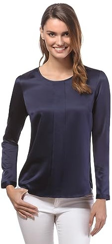 Vincenzo Boretti Blusa, Taglio Abbastanza Aderente, Scollo Rotondo Blu Scuro M