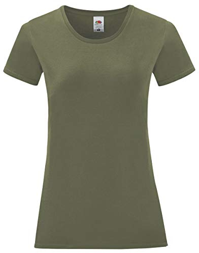 Fruit of the Loom Ladies Iconic T-Shirt Größe S - XXL, Größe:L, Farbe:Oliv