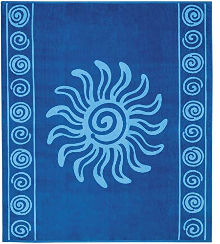 Delindo Lifestyle Frottee Strandtuch Tropical Sun blau XXL, 100% Baumwolle, Strandlaken ist 180x200 cm groß