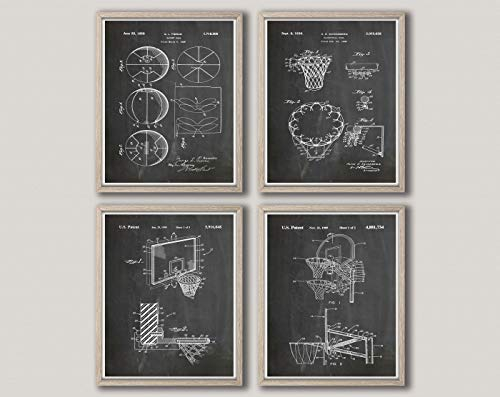 Basketball Poster Set of 4 Basketball Prints Basketball Wall Art NBA Poster NBA Print NBA Basketball Mom Basketball Coach (30cm x 40cm, Chalkboard Black)