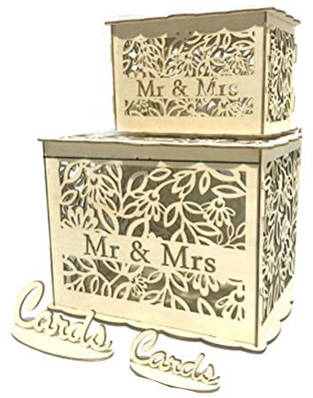 SUPVOX Urne Mariage Mariage en Bois Mr Mrs Boîte Mariage avec Clé et Cadenas Taille L 30x24x23cm