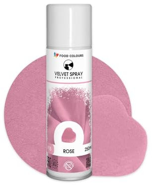 Food Colours Velvet Spray ROSE 250 ml Lebensmittelfarbe, Wildlederstruktur, Dekorieren von Kuchen, Pralinen, Schokolade, Zuckermassen, Monoporzionen
