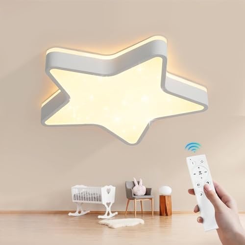 SUZNIU LED Deckenlampe Kinderzimmer Stern Kinderlampe Lampe Decke Dimmbar mit Fernbedienung Nachtlichtfunktion 3000K-6000K Kinder Deckenlampe für Schlafzimmer Wohnzimmer, 60cm