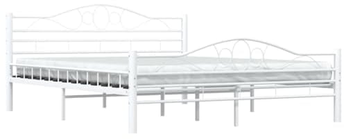 vidaXL Bettgestell Doppelbett Metallbett Bett Bettrahmen Lattenrost Schlafzimmerbett Schlafzimmermöbel Ehebett Weiß Metall 160x200cm