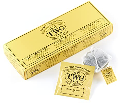 TWG Tea | Moon & Sky Selection | 3 Varieties | Exclusive Tea Blends | 15 Hand Sewn Cotton Teabags | Gift Set