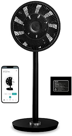 Duux Whisper Flex Noir - Ventilateur silencieux sur pied - Ventilateur sur pied avec télécommande - Minuterie incluse 26 vitesses - Ventilateur AVEC batterie - Ideal pour chambre ou maison