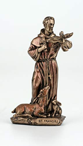 Veronese Design Statue des Heiligen Franziskus von Assisi, Kunstharz, handbemalt, antikes Bronze-Finish, Heimdekoration, 9,5 cm