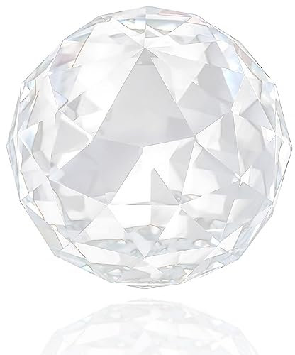 KUIDAMOS Prismas de Cristal de Corte Transparente Prismas de Bola de Vidrio Esfera de Vidrio Bola de Mirada facetada,Bola de atrapasueños de Cristal de Corte Transparente(60MM/2.36in)