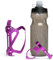 Bike Water Bottle Holder Combo - 20 Oz Squeeze Bottle & Bicycle Mount Cage Rack, No Screws Needed, Durable Alloy - Fits All Handlebar Bikes & MTB Mountain Road - for Adults, Kids (Purple)