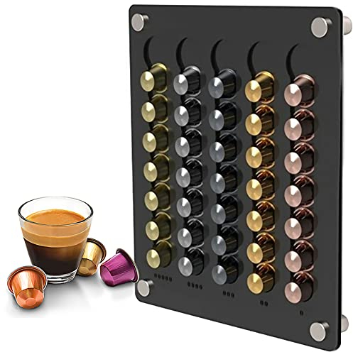 HUIIUH Porte Capsules de Café pour Nespresso Original, Distributeur Dosette en Acrylique pour 35 Capsule, Supports Rangement de Capsule de Mural