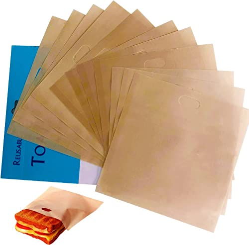 Akblaklsa 12 Pack Reusable Toaster Bags Non-Stick, Washable Toasted Sandwich Toastie Bags Toaster Microwave Grill, Great for Toast Sandwich Panini Snacks