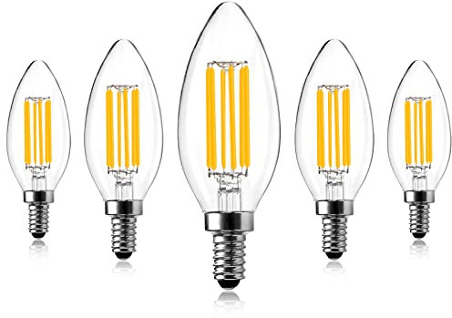 Spacelumen E14 LED Candle Bulbs Small Screw, Dimmable Edison LED Light Bulb, 6W 2700K Candle Light Bulbs for Chandeliers Ceiling Lights, Pack of 5