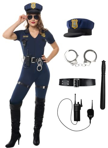 Spooktacular Creations Adult Women Police Costume for Halloween Dress Up Party, Cop Role Playing, Cosplay Party, Theme Party-L