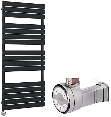 Milano Lustro 1000W Black Flat Panel WiFi Electric Heated Towel Rail - 1500mm x 600mm