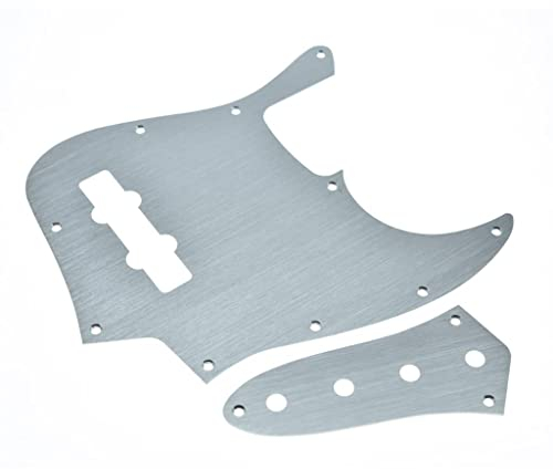 Dopro Aluminium eloxiert 10-Loch 4-saitige Jazz J Bass Schlagbrett Metall JB Kontrollplatte und Schrauben für amerikanische/mexikanische Fender Jazz Bass Silber