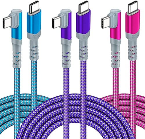 Acezeek 3Pack 10ft Right Angle USB C Cable - 60W PD Charger, Nylon Braided Cord, Compatible with MacBook Pro, iPad Air/Pro, Galaxy S22/S21/S20