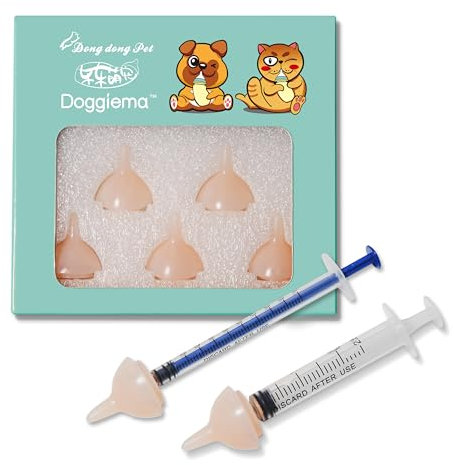 Bubble milk bowl Pet Milk Feeding Kits with Replacement Nipple Syringe Siliocne Nursing Pacifier for Newborn Puppies Dongdong pet (S(Breeding Kit))