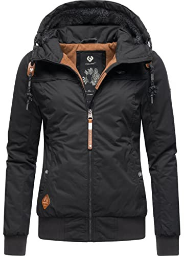 Ragwear Damen warme Winterjacke mit Abnehmbarer Kapuze Jotty Winter Intl Black22 Gr. XL
