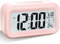 Larkumio Wecker Digital Ohne Ticken, Digitaler Wecker Batteriebetrieben Alarm Clock LED mit Licht Temperaturanzeige Snooze Kinderwecker Laut für Tiefschläfer Kinder Erwachsene, Rosa
