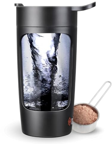 SQUATZ Electric Protein Shaker Bottle - Workout Blender Bottle - Portable Gym Shake Mixer, USB Rechargeable - 22oz