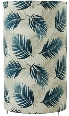 Lampe de Chevet Artisanale Motif Feuilles de Palmier Bleu Pétrole - Luminaire Tube Design Nature Chic & Scandinave - Lampe à Poser Made in France pour Salon, Chambre ou Bureau - Cadeau Déco Apaisant