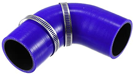 A ABSOPRO Manguera Silicona 90 Grados Azul 1Pc Para Enfriamiento Coche | Negro, 51Mm/2 Di, 105Mm/4 Lado Largo, 5Mm/0.2 Espesor, -60°C A 428°C, 2 Abrazaderas, Universal Para Motor