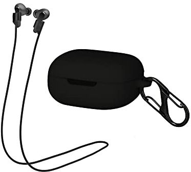 kwmobile 2in1 Set Hülle und Halteband kompatibel mit JBL Live Pro Plus Case - Kopfhörer Band Strap 70 cm - Schwarz Schwarz