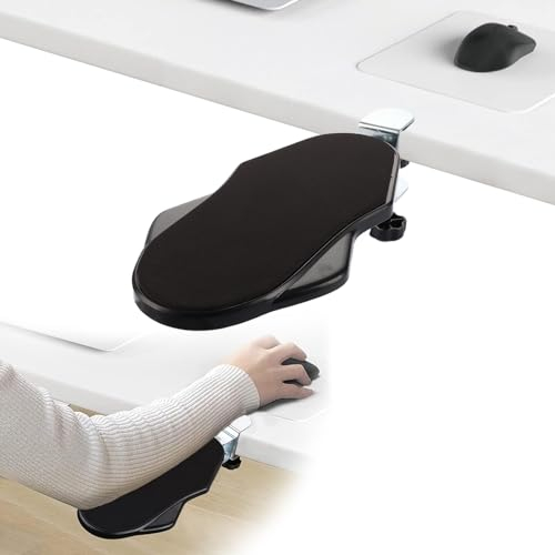 AKOLAFE Ergonomische Armlehnenstütze Handgelenkauflage Schwarz 180° Drehbare Armauflage Schreibtisch Extender Handgelenkstütze Armlehne Verstellbar Armauflage Schreibtisch für Heim und Büro