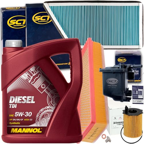 Inspektionskit Filterset+Mannol 5W30 Öl | 1109AY+SB2196+SA1176+256.851.011+Mn+ST6093+Mannol Kompatibel mit 206 CC (2D),206 Schrägheck (2A/C),206 SW (2E/K)