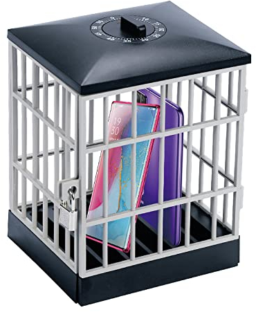 Handy- Gefängnis Lock Box Handy- Ständer Halter Lock Up Jail mit 60mins Timer Tasten Handys Gefängnis Zelle Scherzartikel für Home Office Klassenzimmer Familie Zeit Party