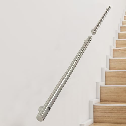 Stainless Steel Hand Rail for Stairs - 1m 120cm 1.5m 180cm 2m 3m Modern Round Pipe Stair Railing, Wall Mounted Exterior Staircase Handrails for Indoor Outdoor (Size : 3.3ft/100cm)