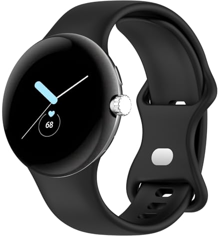 SUGARJAR Silikon Armband Kompatibel mit Google Pixel Watch 3 41mm/Pixel Watch 2/1, Weiches Sport Ersatzarmband für Damen Herren, Schwarz