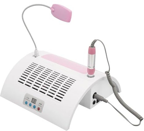 ANGDI 5-in-1 Manicure Machine, Nail Drill for Polishing, Timing Drying Nail Gel Machine, UV LED Nail Lamp, Nail Dust Collector Dust Vacuum Cleaner, Hand Rest Pillow for Home and Salon