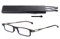 OKH Blaulichtblockierende Ultradünne Leichte Lesebrille für Damen und Herren, Anti-Augen-Überanstrengung, Kompakte Lesebrille mit Tragbarem Dehnbarem Flachem Gehäuse (Schwarz, 2,5)