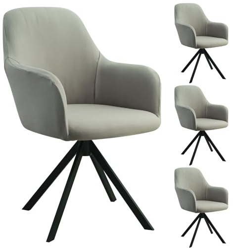 IGTOPS 2er/4er Set Stretch Stuhlbezug für Bürostuhl, Computerstuhl, Drehstuhl, Universal Stuhlhussen mit Armlehne, Abnehmbar Waschbar, Für Haushalt & Wohnen, Esszimmer,Hotel (4, Hellgrau)