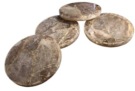 ArtEra Beautiful Decorative Agate Stone Coasters for Tea Cups, Coffee Mugs and Glasses | 4 inches Home Decor Agate Coasters (Brown, Set of 4)