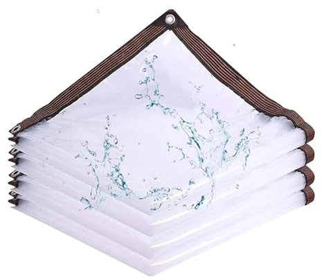 JMDNTQ Clear PE Waterproof Tarp 1x1m, Tarp for Pergola Cover Outdoor Waterproof, Reinforced Plastic Sheeting Protective Tarpaulin, for Pergola, Garage, Patio, Balcony