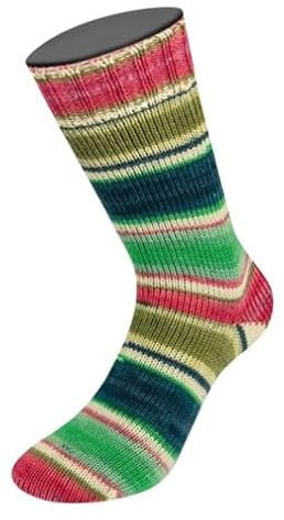 LANA GROSSA Landlust Sockenwolle 6-fach | Klassiker, bedruckt und waschmaschinenfest | Handstrickgarn aus 80% Schurwolle (Merino) & 20% Polyamid | 150g Wolle zum Stricken & Häkeln | 390m Garn FB924