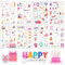 Sticker Geburtstag| Aufkleber für Fotoalbum,GäStebuch& Geschenke |Party Sticker für Erwachsene & Kinder - Set Mit 170 Motiven Auf 4 BöGen (Rosa)