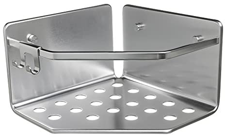 TATAY Shower Shelf No Drilling Corner Aluminium | Includes Screws and Quick Fix Mounting System | Moisture Resistant | Modern | Easy Drainage | 20 x 12 x 20 cm - Serenity Model - Silver