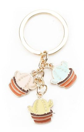 Adorable Stainless Steel Cartoon Cactus Keychain, 3 Color Pastel Cactus Bag Charm and Backpack Decoration, Perfect Gifts for Women, Birthday, Friendship, Gifts for Women Birthday Unique, Ladies Gifts