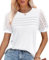 Gemulate Short Sleeve Office Blouses Clothes Work Tunic Tops Shirts for Women Ladies Crewneck Top Ladies White Tops Solid Loose Casual Blouses Tee White L