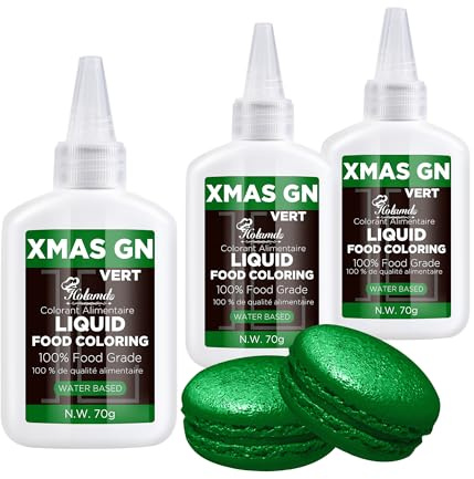 Xmas Green Liquid Food Colouring, 70g x 3 Bottles – Concentrated Flavorless Vibrant Colouring Set, Food Dye for Baking, Cake Decorating, Icing, Airbrush, Slime Making, Fondant, DIY, Easter Eggs