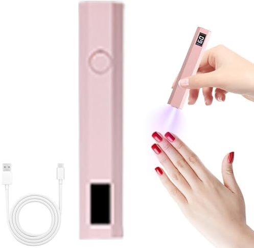 Handheld UV Light for Nails, Small Rechargeable Nail Curing Pen, LED Display & 2 Timers, Portable Glue Dryer, Professional Cordless Lamp, Compact & Travel-Friendly, Perfect for Women